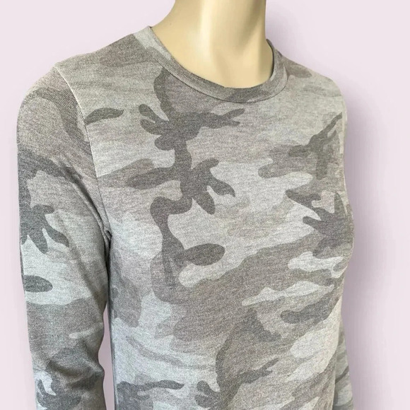 Bombom New Camouflage Long Sleeves Tunic T Shirt Knit Tops Size S Charcoal Gray - Picture 6 of 16